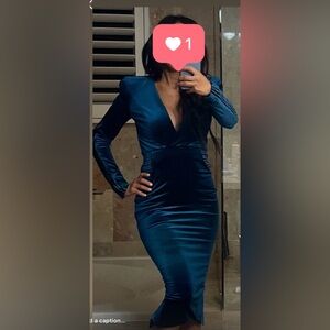 Zhivago Teal Velvet Midi Dress